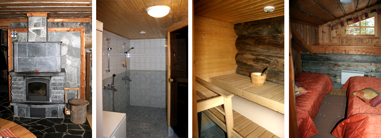 Takka - Kylpyhuone - Sauna - Makuuhuone (yläkerta)